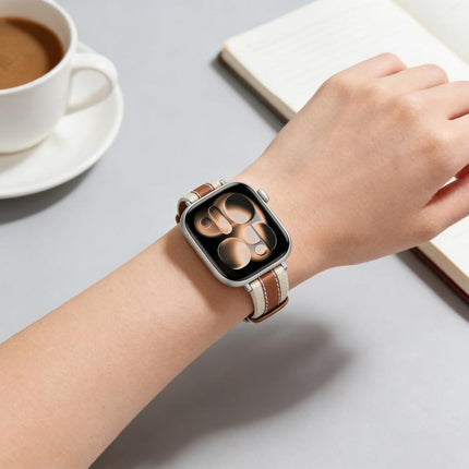 Composite Stitching Genuine Leather Watch Band, For Apple Watch 46mm / 49mm / 45mm / 44mm, For Apple Watch 42mm / 41mm / 40mm / 38mm - DealBuddy