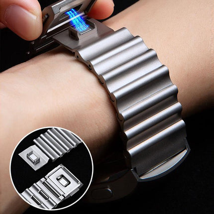 Ocean Wave Texture Magnetic Clasp Stainless Steel Watch Band, For Samsung Galaxy Watch Ultra 2025 / Ultra 47mm - DealBuddy