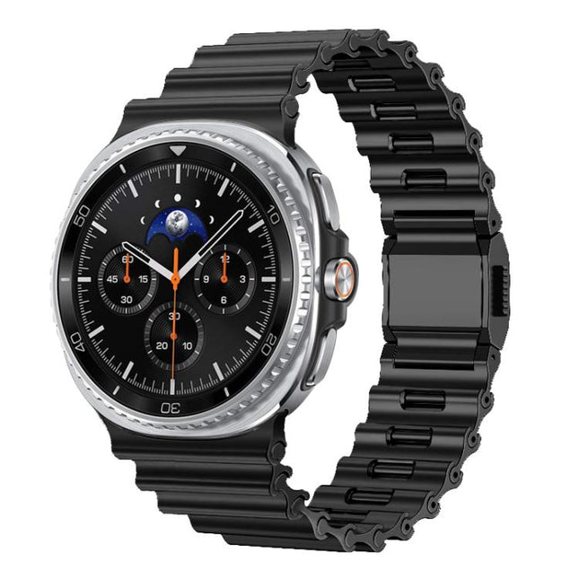 Ocean Wave Texture Magnetic Clasp Stainless Steel Watch Band, For Samsung Galaxy Watch8 / Watch8 Classic - DealBuddy