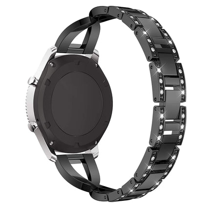 For Samsung GearS3 / Ticwatch Pro / HUAWEI GT Universal 22mm Metal Diamond Strap, black, Silver, gold, Rose gold - DealBuddy