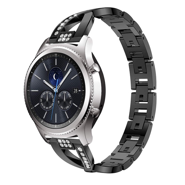 For Samsung GearS3 / Ticwatch Pro / HUAWEI GT Universal 22mm Metal Diamond Strap, black, Silver, gold, Rose gold - DealBuddy