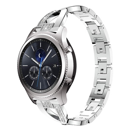 For Samsung GearS3 / Ticwatch Pro / HUAWEI GT Universal 22mm Metal Diamond Strap