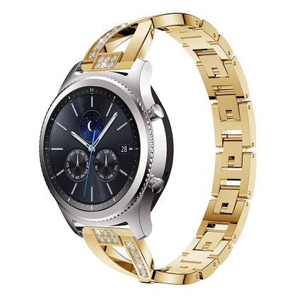 For Samsung GearS3 / Ticwatch Pro / HUAWEI GT Universal 22mm Metal Diamond Strap, black, Silver, gold, Rose gold - DealBuddy