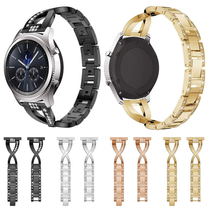 For Samsung GearS3 / Ticwatch Pro / HUAWEI GT Universal 22mm Metal Diamond Strap, black, Silver, gold, Rose gold - DealBuddy