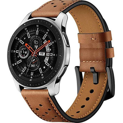 For Apply Samsung Galaxy Watch Active 22mm Leather Eyelet Sport Strap - DealBuddy