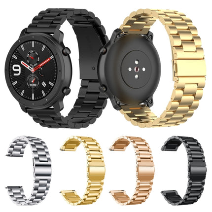 Applicable To Ticwatch Generation / Moto360 Second Generation 460 / Samsung GearS3 / Huawei GT Universal 22mm Stainless Steel Metal Strap Butterfly Buckle Three Beads
