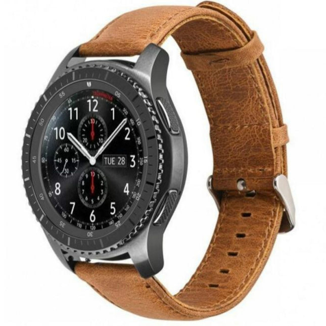 For Huami 1s/ Huami 2 / Ticwatch1 / Ticwatch Pro / Samsung Galaxy Watch 46mm / Samsung S3 / Huawei Watch 2 Pro / Huawei GT / Huawei Glory Magic First Layer Cowhide Crazy Horse Pattern Strap