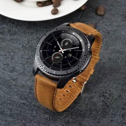 For Huami 1s/ Huami 2 / Ticwatch1 / Ticwatch Pro / Samsung Galaxy Watch 46mm / Samsung S3 / Huawei Watch 2 Pro / Huawei GT / Huawei Glory Magic First Layer Cowhide Crazy Horse Pattern Strap