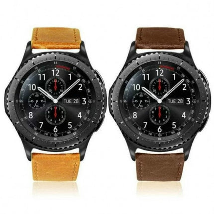 For Huami 1s/ Huami 2 / Ticwatch1 / Ticwatch Pro / Samsung Galaxy Watch 46mm / Samsung S3 / Huawei Watch 2 Pro / Huawei GT / Huawei Glory Magic First Layer Cowhide Crazy Horse Pattern Strap