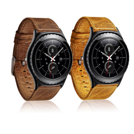 For Huami 1s/ Huami 2 / Ticwatch1 / Ticwatch Pro / Samsung Galaxy Watch 46mm / Samsung S3 / Huawei Watch 2 Pro / Huawei GT / Huawei Glory Magic First Layer Cowhide Crazy Horse Pattern Strap