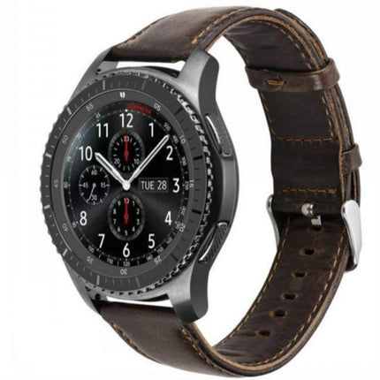 For Huami 1s/ Huami 2 / Ticwatch1 / Ticwatch Pro / Samsung Galaxy Watch 46mm / Samsung S3 / Huawei Watch 2 Pro / Huawei GT / Huawei Glory Magic First Layer Cowhide Crazy Horse Pattern Strap