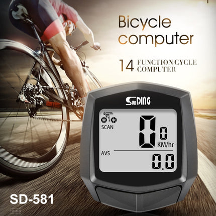 SUNDING SD-581A Bike Wired Computer Speedometer Odometer Cycling Bicycle Waterproof Measurable Temperature Stopwatch