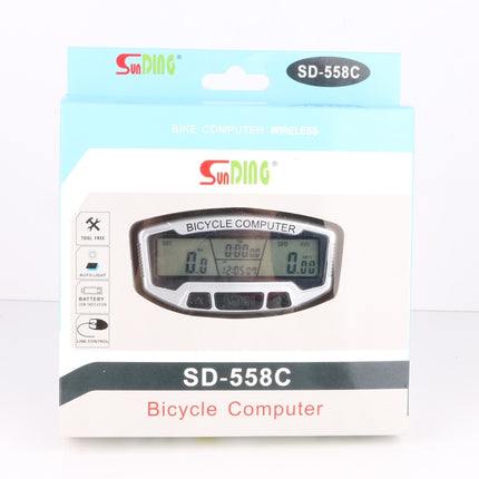 SUNDING SD-558C Bicycle Computer Wireless Digital LCD Backlight Road Speedometer Stopwatch Speedometer