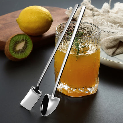 2 PCS Stainless Steel Spoon Creative Coffee Spoon Bar Ice Spoon Gold Plated Long Stirring Spoon, Pointed Spoon Silver, Square Spoon Silver, Round Spoon Gold, Pointed Spoon Gold, Square Spoon Gold, Pointed Spoon Rose Gold, Square Spoon Rose Gold - DealBuddy