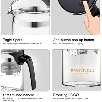 KAMJOVE Elegant Cup Bubble Teapot Office Flower Teapot Heat-resistant Glass Tea Set