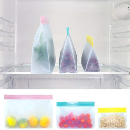 2 Sets PEVA Food Bags Reuse Three-dimensional Thickened Storage Sealed Fresh-keeping Bags, Random Color Delivery