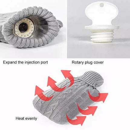 Hot Water Bottle Solid Color Knitting Cover (Without Hot Water Bottle) Water-filled Hot Water Soft Knitting Bottle Velvet Bag - DealBuddy