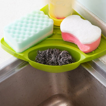 Practical Kitchen Sink Corner Storage Rack Sponge Holder Wall Mounted Tray - DealBuddy