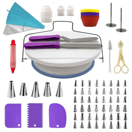 106 in 1 Cake Turntable Set Stainless Steel Decorating Mouth Cake Decorating Baking Tool, 106 PCS/Set Purple, 106 PCS/Set Blue - DealBuddy