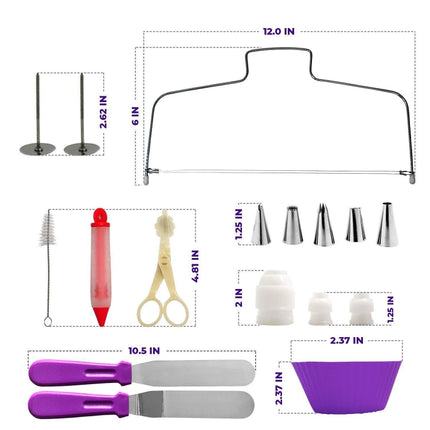 106 in 1 Cake Turntable Set Stainless Steel Decorating Mouth Cake Decorating Baking Tool, 106 PCS/Set Purple, 106 PCS/Set Blue - DealBuddy