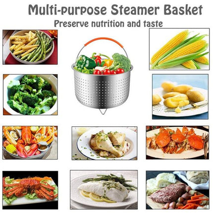 Stainless Steel Steaming Basket Plug-in Silicone Handle Pressure Cooker Steamer Kitchen Cooker Accessories