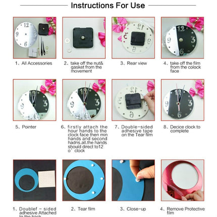 3D Acrylic Cat Mirror Wall Clock DIY Fashion Home Decoration