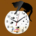 3D Acrylic Cat Mirror Wall Clock DIY Fashion Home Decoration