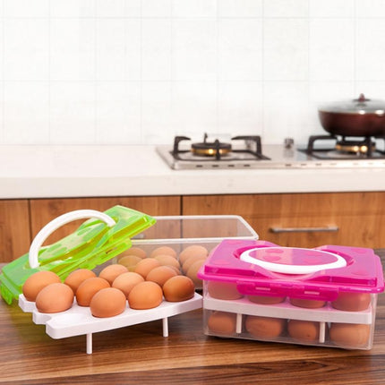 Portable 2 Layers 24 Slots PP Plastic Egg Holder Storage Case Box