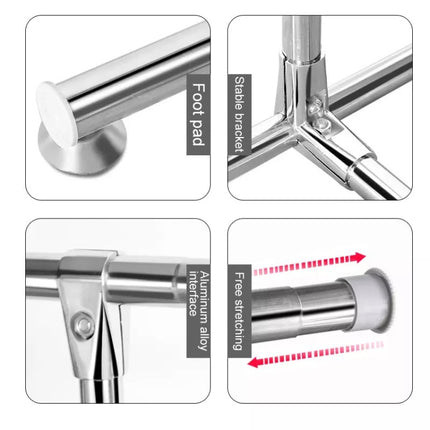 120-200cm Telescopic Drying Rack Outdoor Calcony Storage Shelf Stainless Steel Hanger Single Rod Clothes Rack