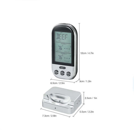 Double Probes Wireless Digital Kitchen Thermometer LCD Display Temperature Timer Alarm for Cooking Meat Grill Oven Food BBQ