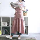 Cotton Linen Fishtail Long Slim Fit Apron Florist Manicure Shop Overalls