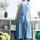 Cotton Linen Fishtail Long Slim Fit Apron Florist Manicure Shop Overalls