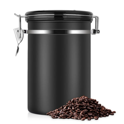 Coffee Container Stainless Steel Tea Storage Chests Black Kitchen Sotrage Canister Coffee Tea Caddies Teaware