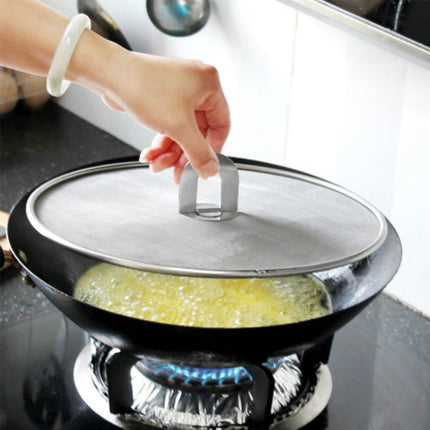 Stainless Steel Oil Proof Cover Fried Oil Splash Proof Net Cover Pizza Tray Kitchen Gadget