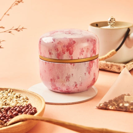 HOOMIN Tea Box Tea Jar Storage Holder Tea Caddies Matcha Container Mini Coffee Powder Organizer Cans Multifunction Round Metal