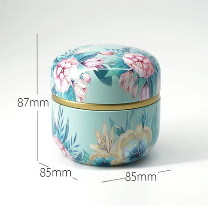 HOOMIN Tea Box Tea Jar Storage Holder Tea Caddies Matcha Container Mini Coffee Powder Organizer Cans Multifunction Round Metal, Moshan blossom