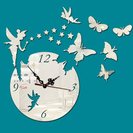 Butterfly Star 3D Acrylic Stereo Living Room Bedroom Decorating Mirror Wall Clock