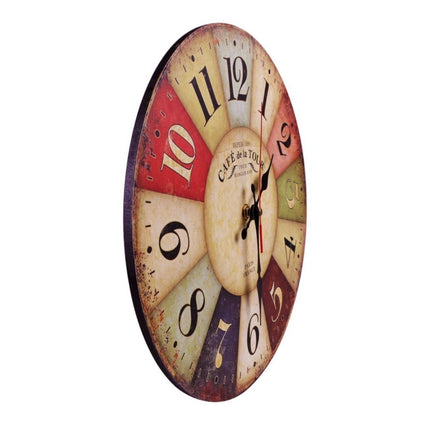 Vintage Wooden MDF Hanging Clock Mute Quartz Clock Living Room Wall Clock