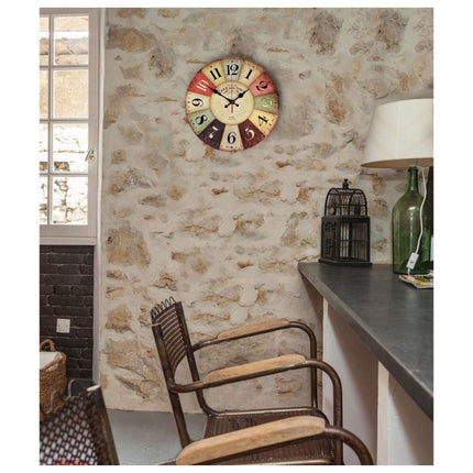 Vintage Wooden MDF Hanging Clock Mute Quartz Clock Living Room Wall Clock