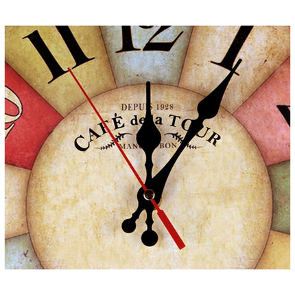 Vintage Wooden MDF Hanging Clock Mute Quartz Clock Living Room Wall Clock