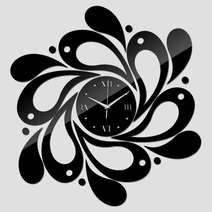 Home Crystal Acrylic Quartz Mirror Clock Jewelry Clock Petal Pattern Clock