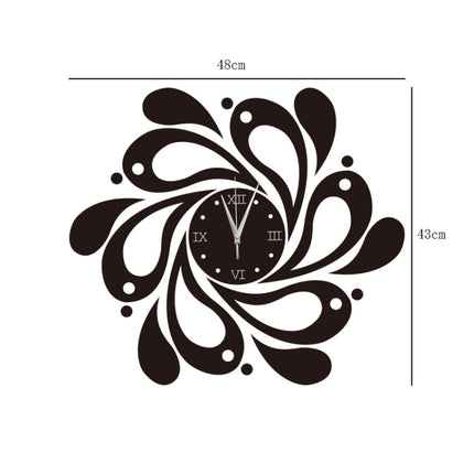 Home Crystal Acrylic Quartz Mirror Clock Jewelry Clock Petal Pattern Clock