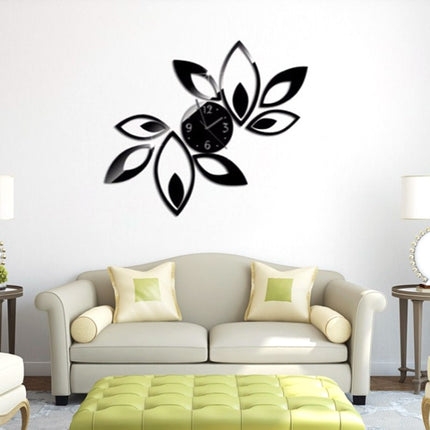 Flower Art Modern Design DIY Removable 3D Crystal Mirror Wall Clock Wall Sticker Living Room Bedroom Decor
