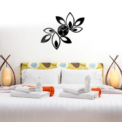Flower Art Modern Design DIY Removable 3D Crystal Mirror Wall Clock Wall Sticker Living Room Bedroom Decor