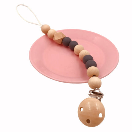 Baby Pacifier Clip Chain Wooden Holder Soother Pacifier Clips Leash Strap Nipple Holder for Infant Feeding