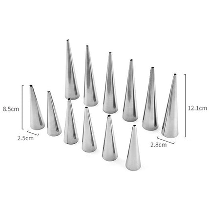 5 PCS Cone Roll Moulds Stainless Steel Spiral Nozzle Croissants Pastry Cream Horn Cake Mold