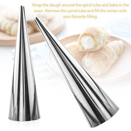 5 PCS Cone Roll Moulds Stainless Steel Spiral Nozzle Croissants Pastry Cream Horn Cake Mold