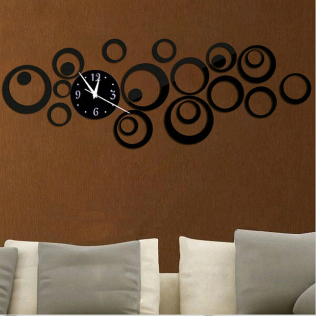 Wall Clock 3D Three-dimensional Acrylic Fashion Mirror Wall Stickers Clock DIY Circle Combination Decorative Clock