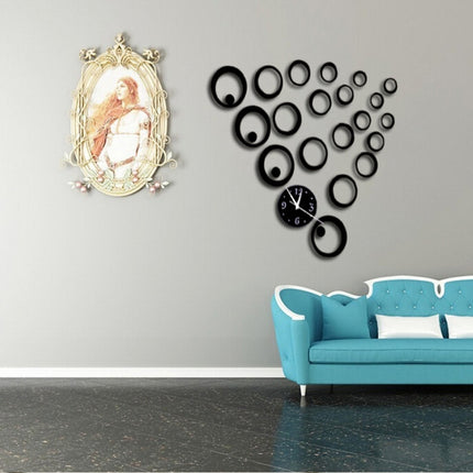 Wall Clock 3D Three-dimensional Acrylic Fashion Mirror Wall Stickers Clock DIY Circle Combination Decorative Clock