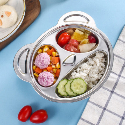 Children Household Stainless Steel Grid Cartoon Dinner Plate